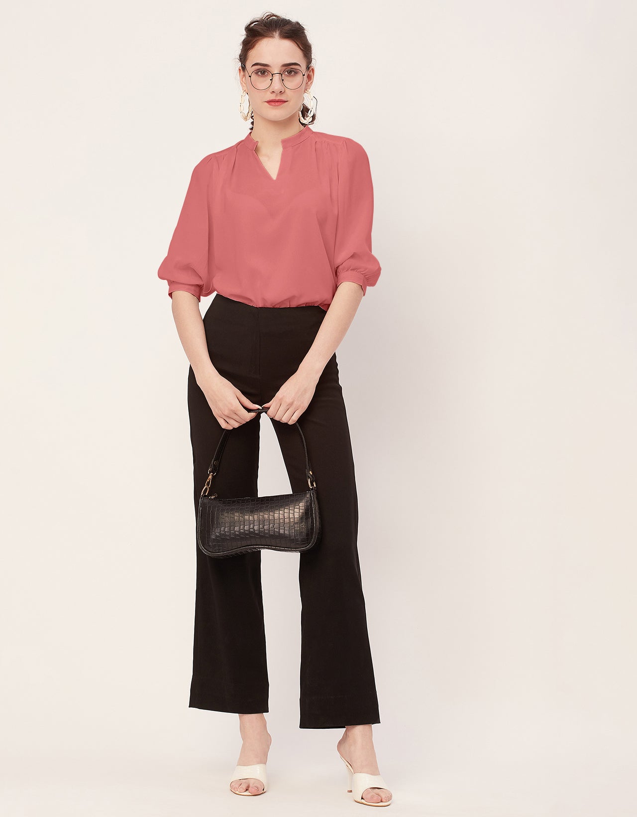 Puff Sleeve Band Collar