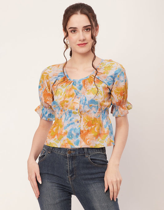 Cinched Waist Retro Top