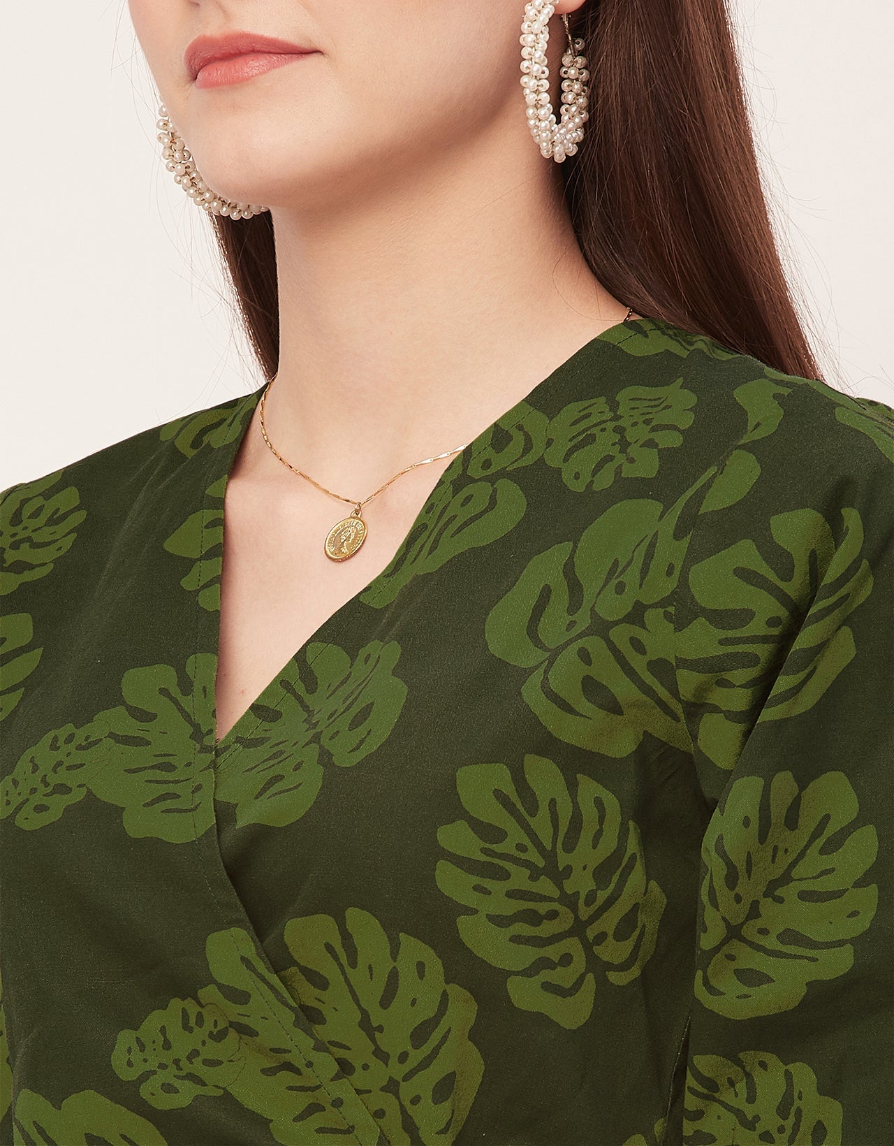 Printed V-Neck Wrap Top