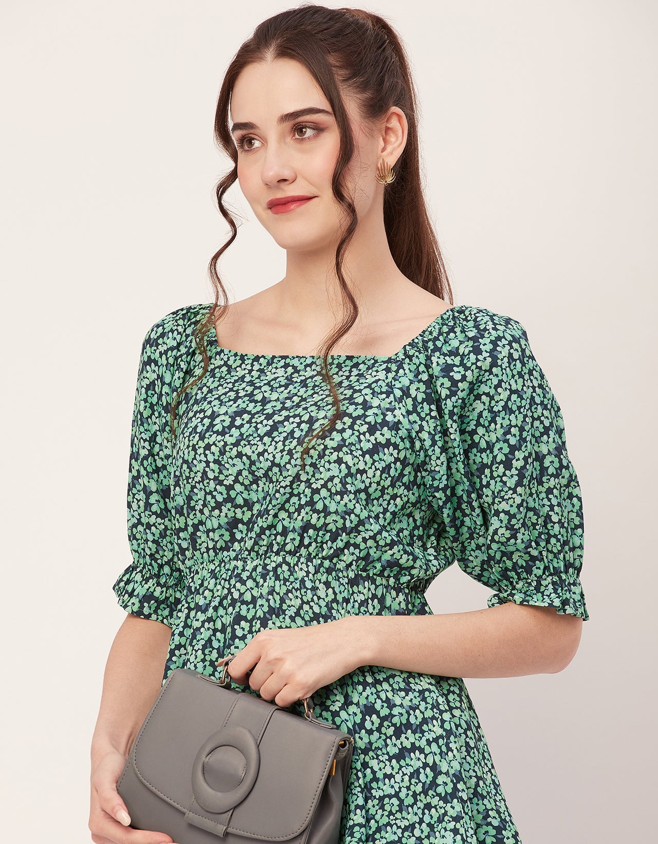 Printed Rayon Peplum Top