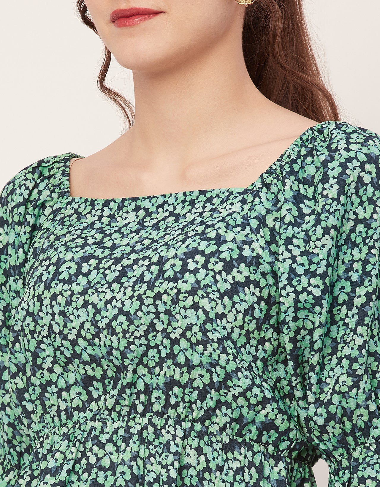 Printed Rayon Peplum Top