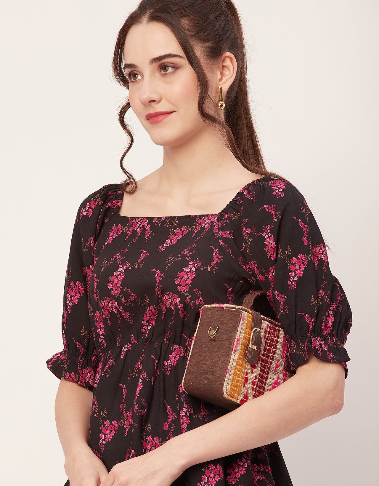 Printed Rayon Peplum Top