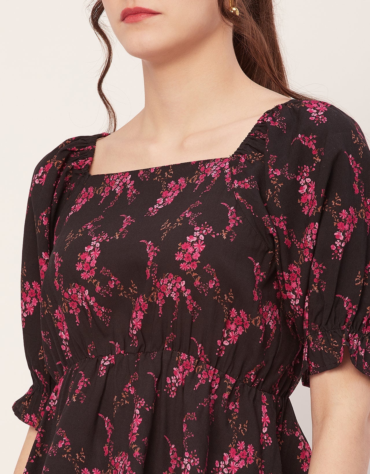 Printed Rayon Peplum Top