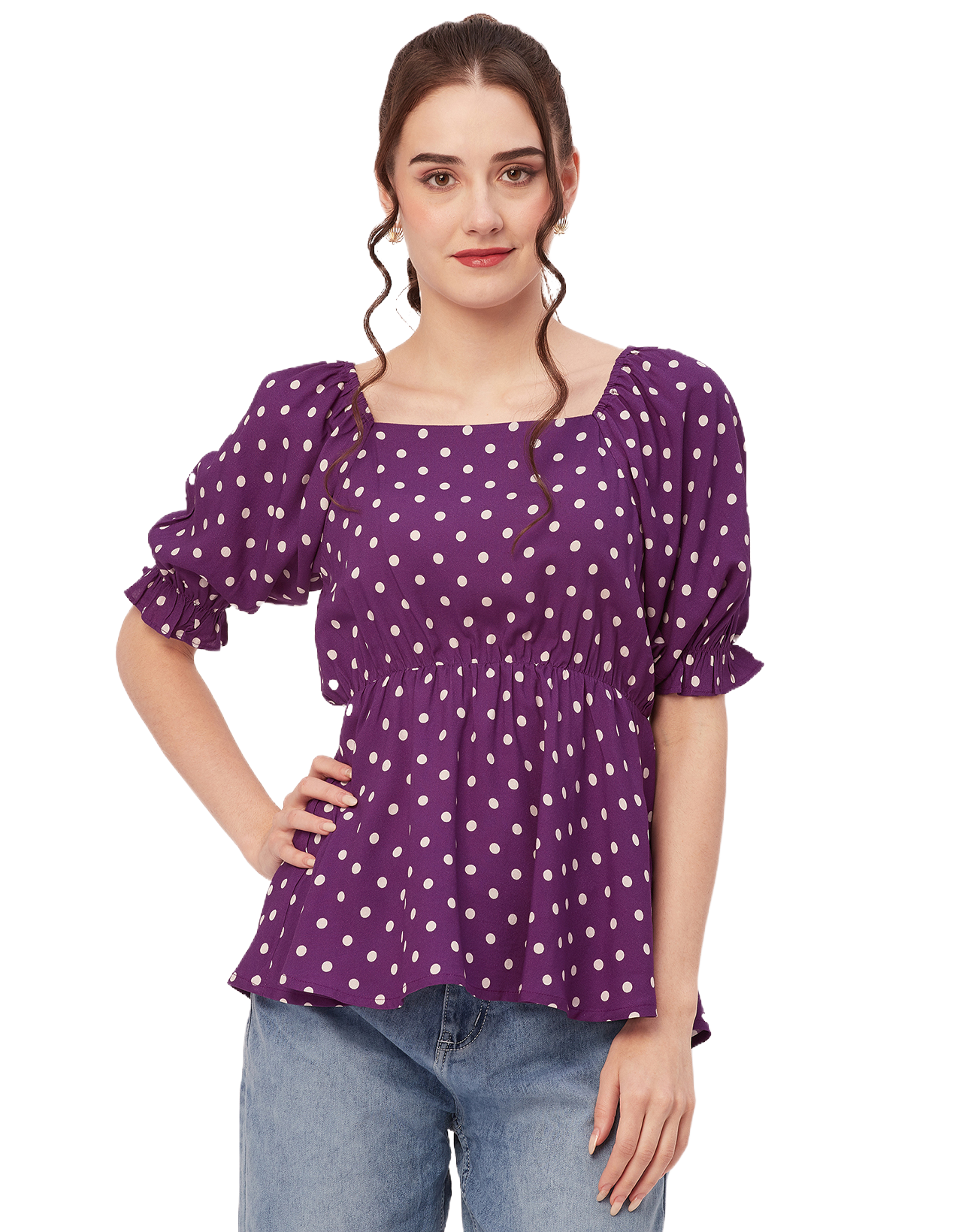 Printed Rayon Peplum Top