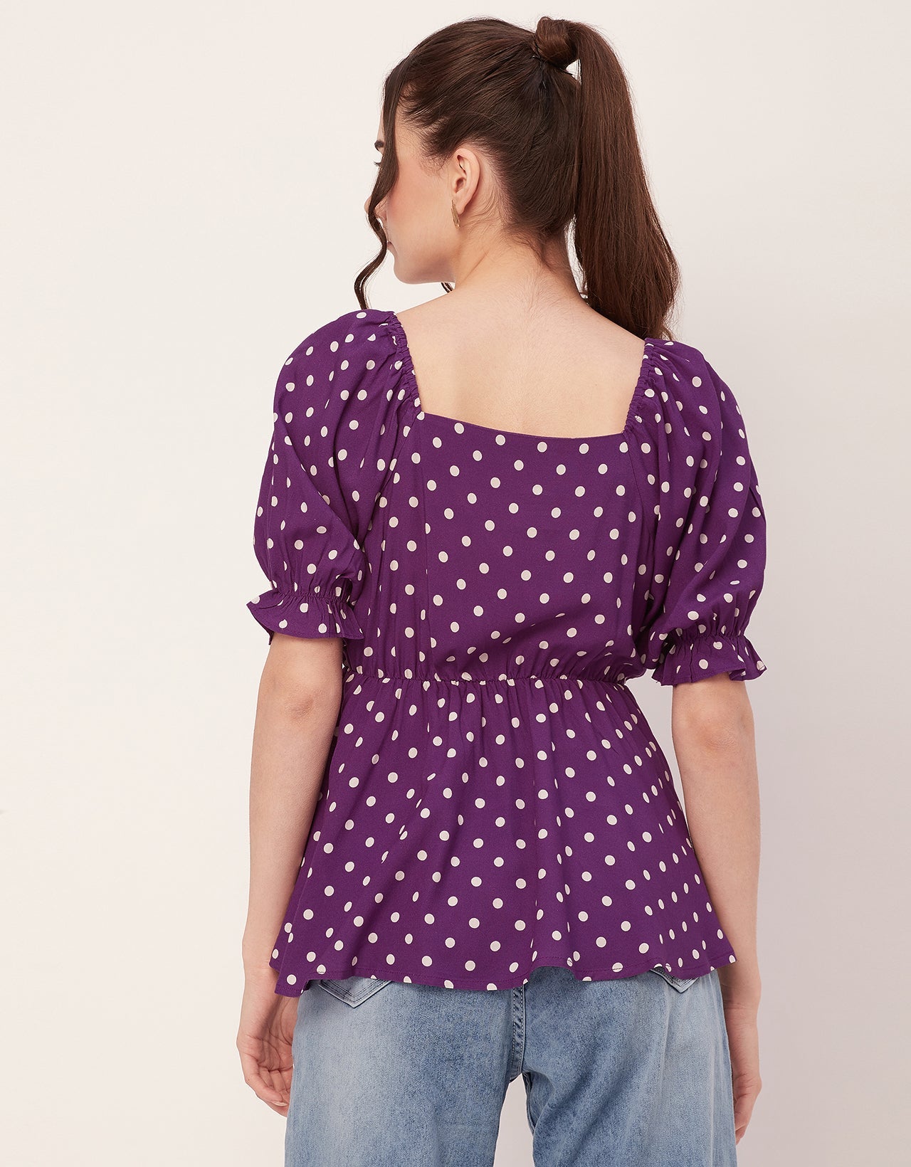 Printed Rayon Peplum Top