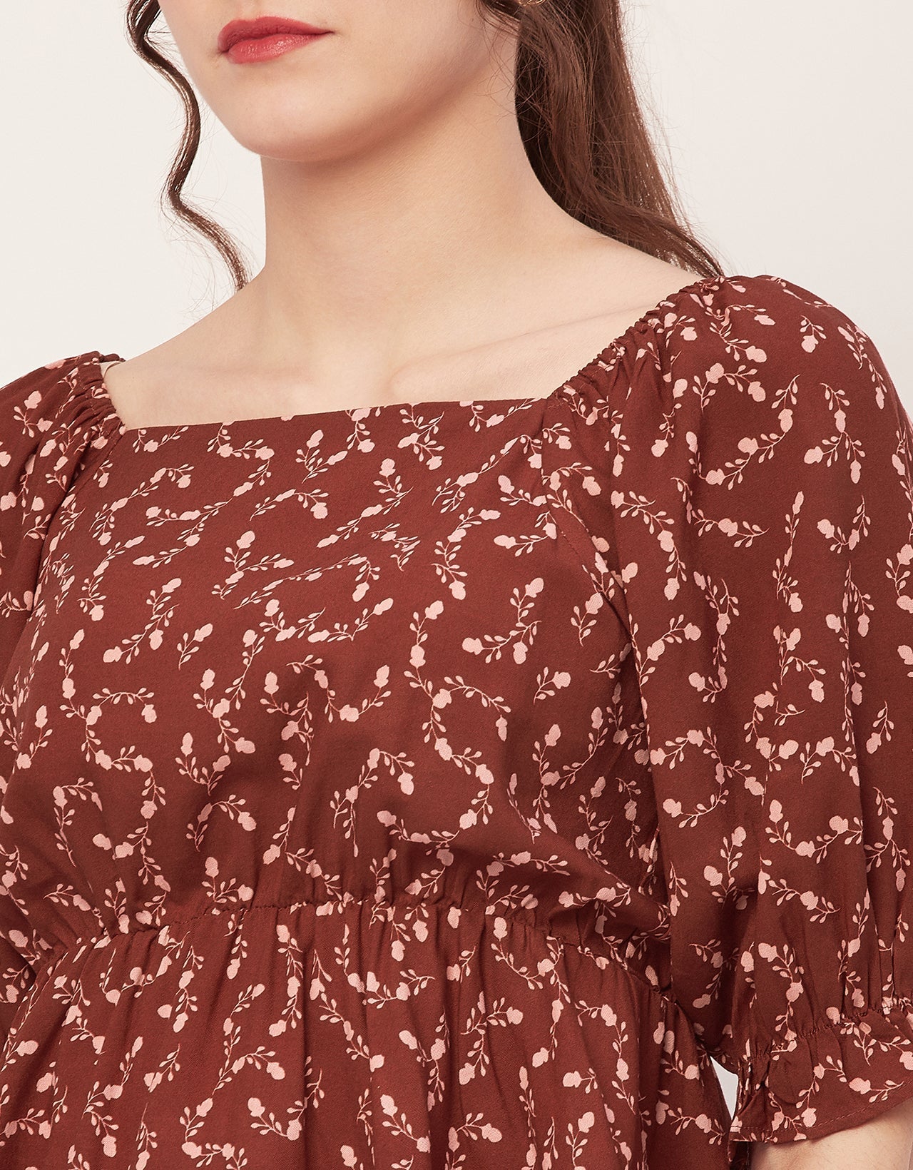 Printed Rayon Peplum Top