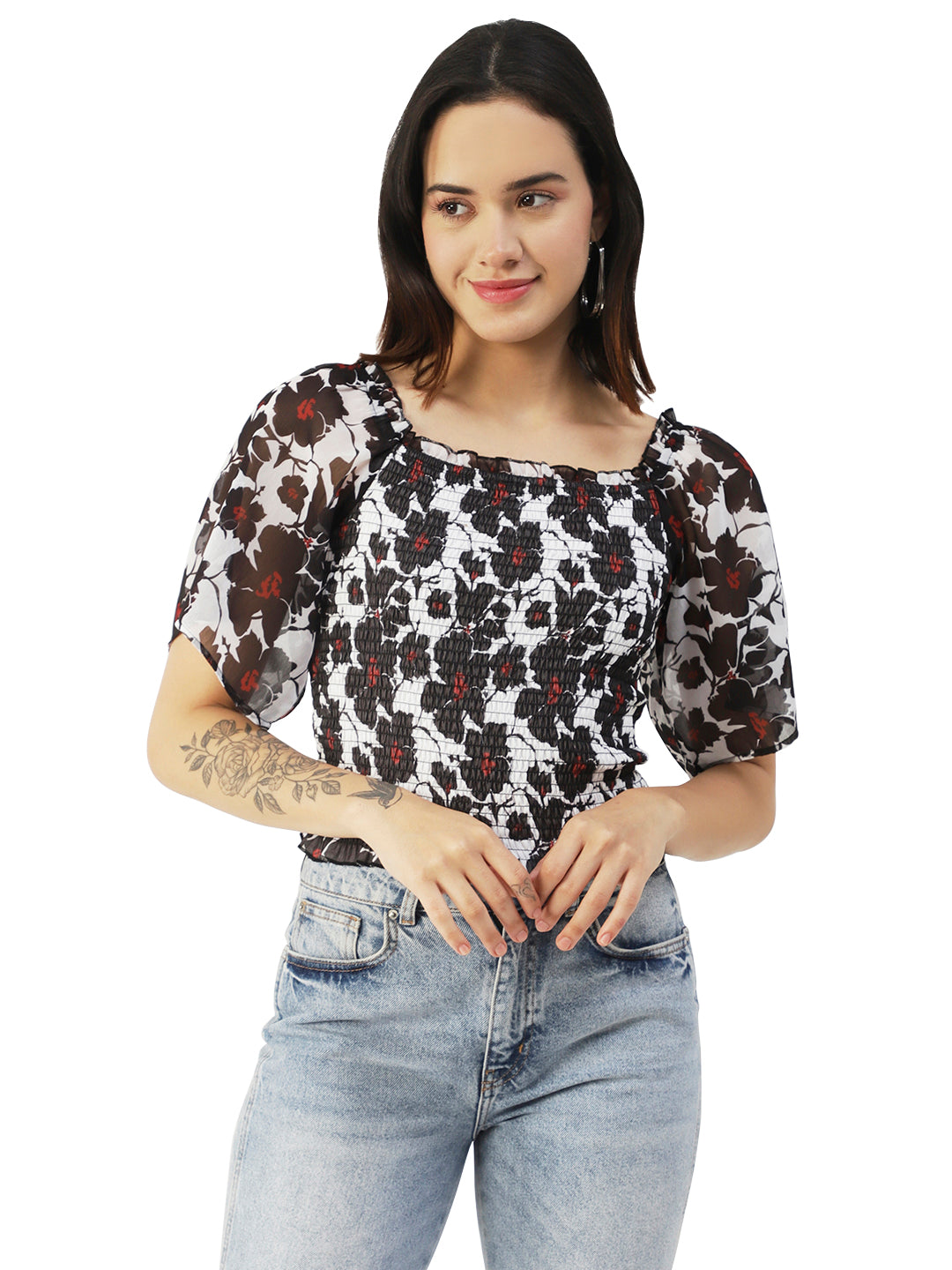 Printed Flotter Sleeve Top