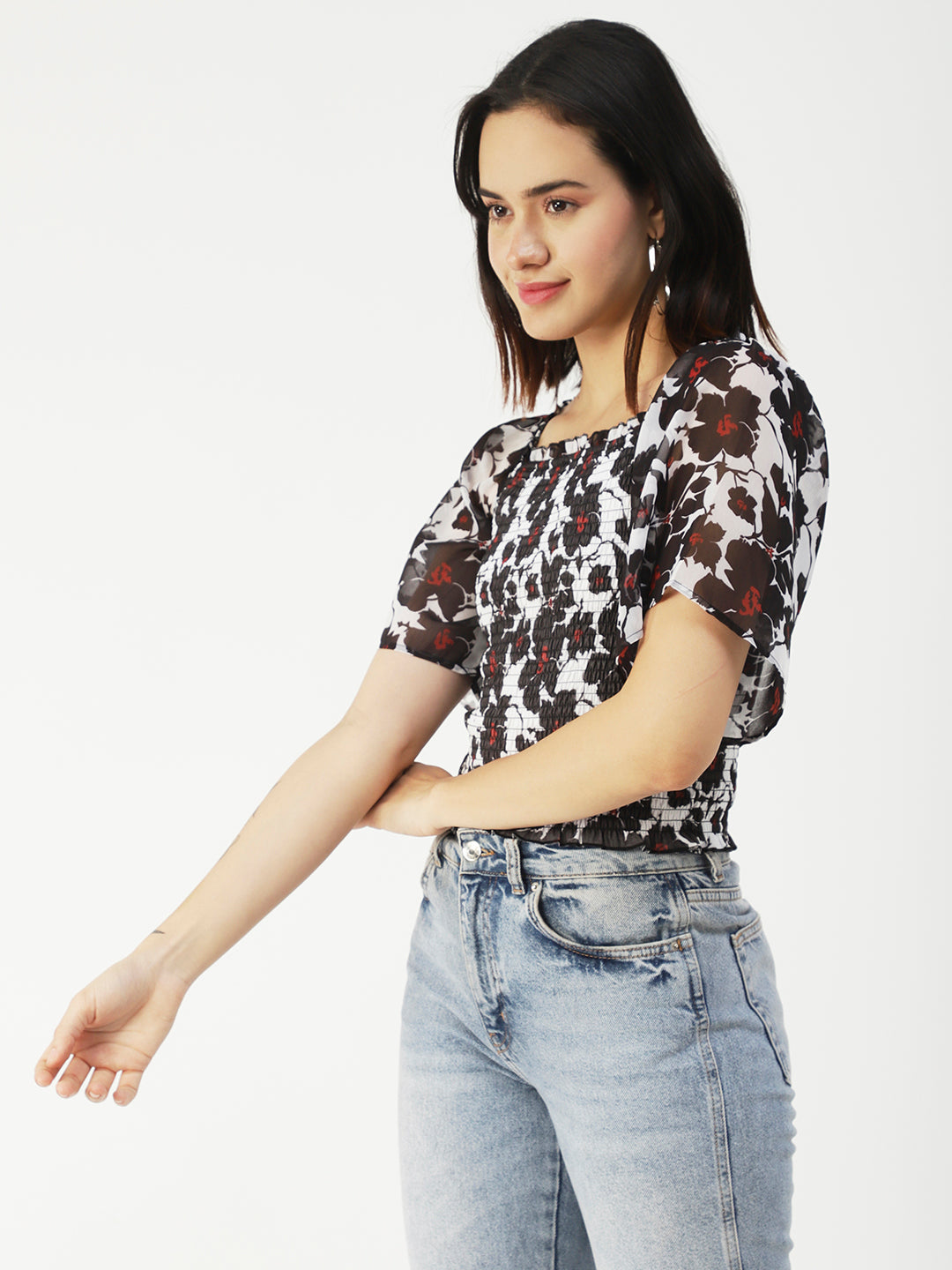 Printed Flotter Sleeve Top