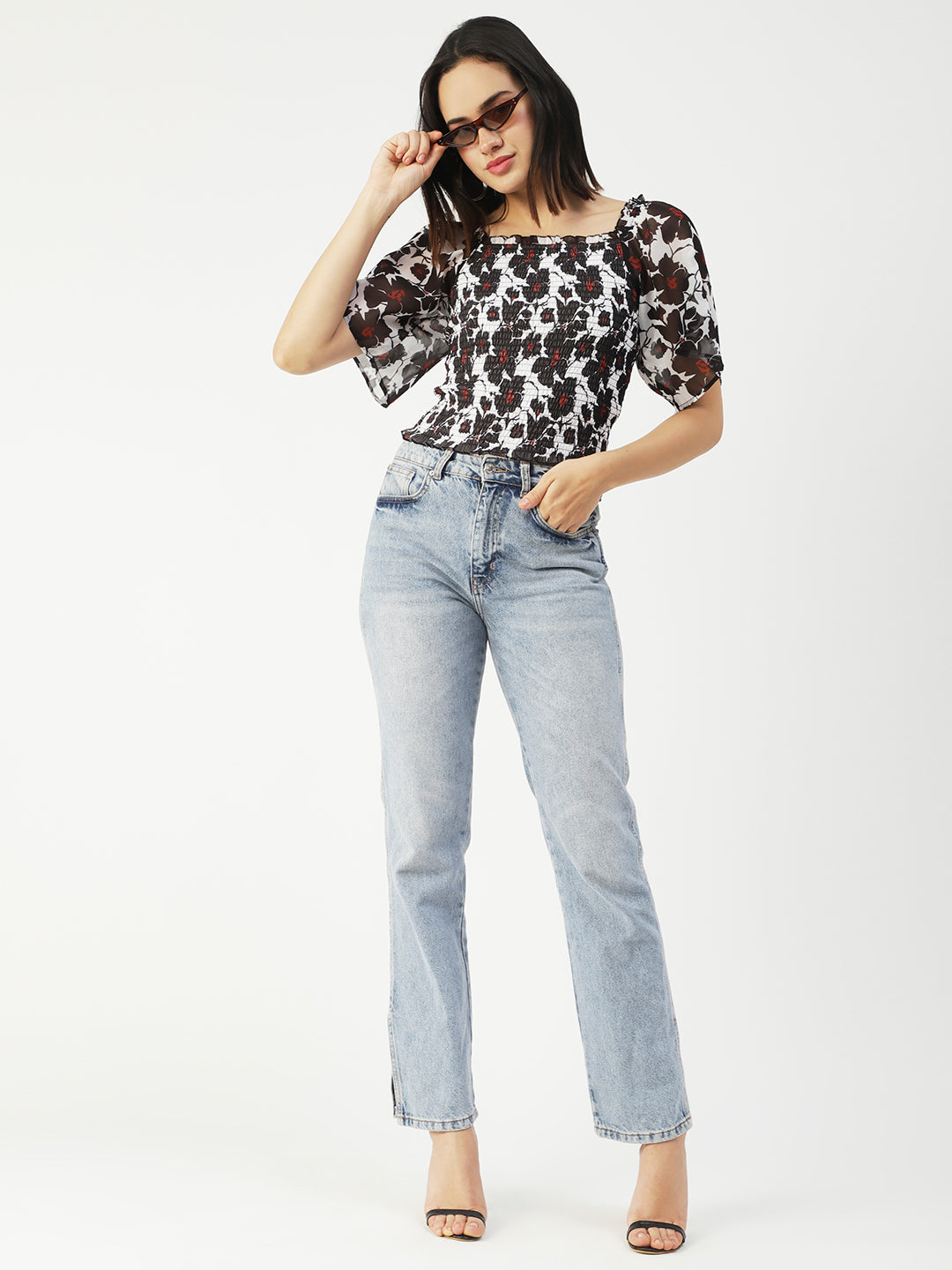 Printed Flotter Sleeve Top
