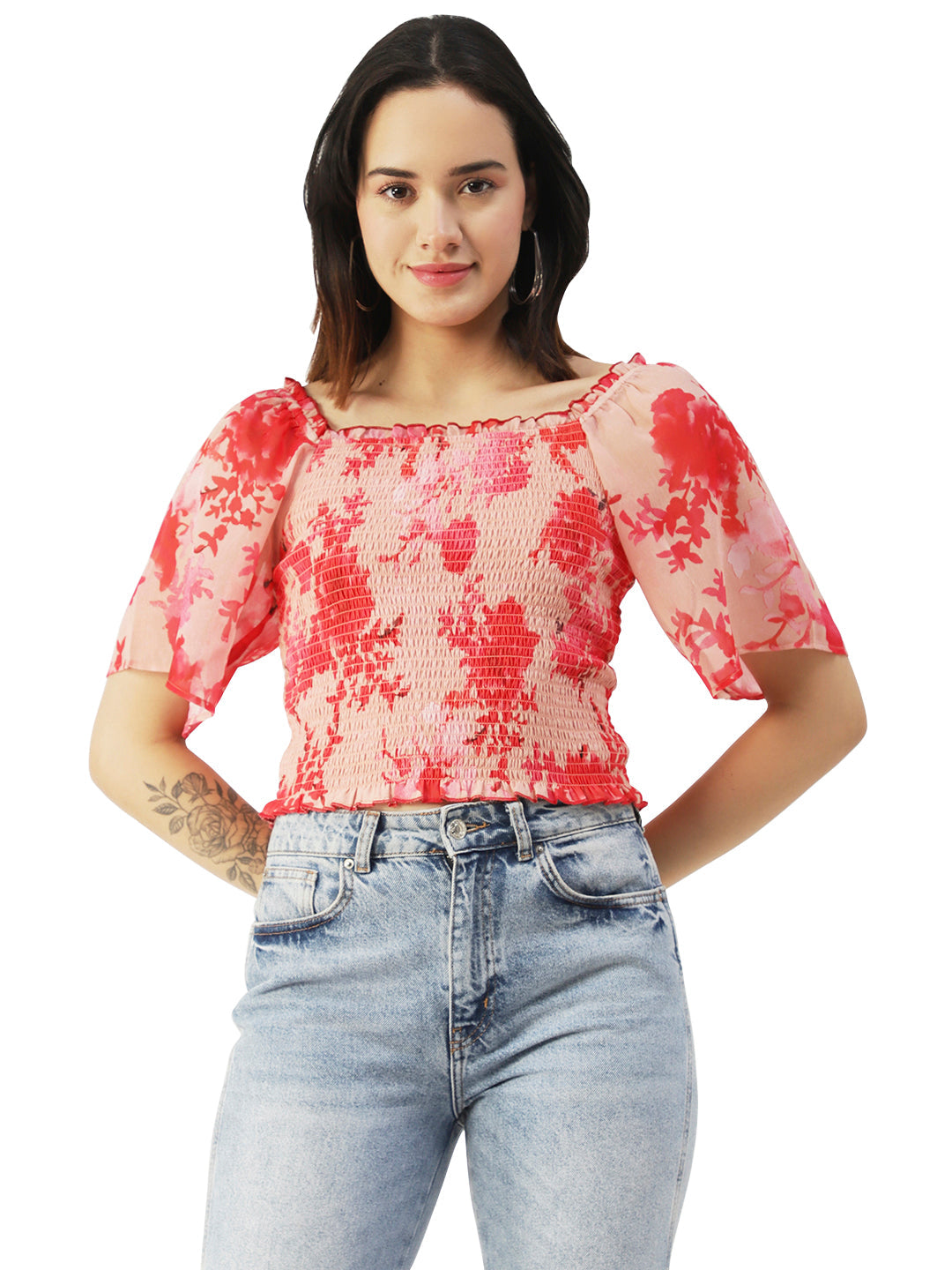 Printed Flotter Sleeve Top