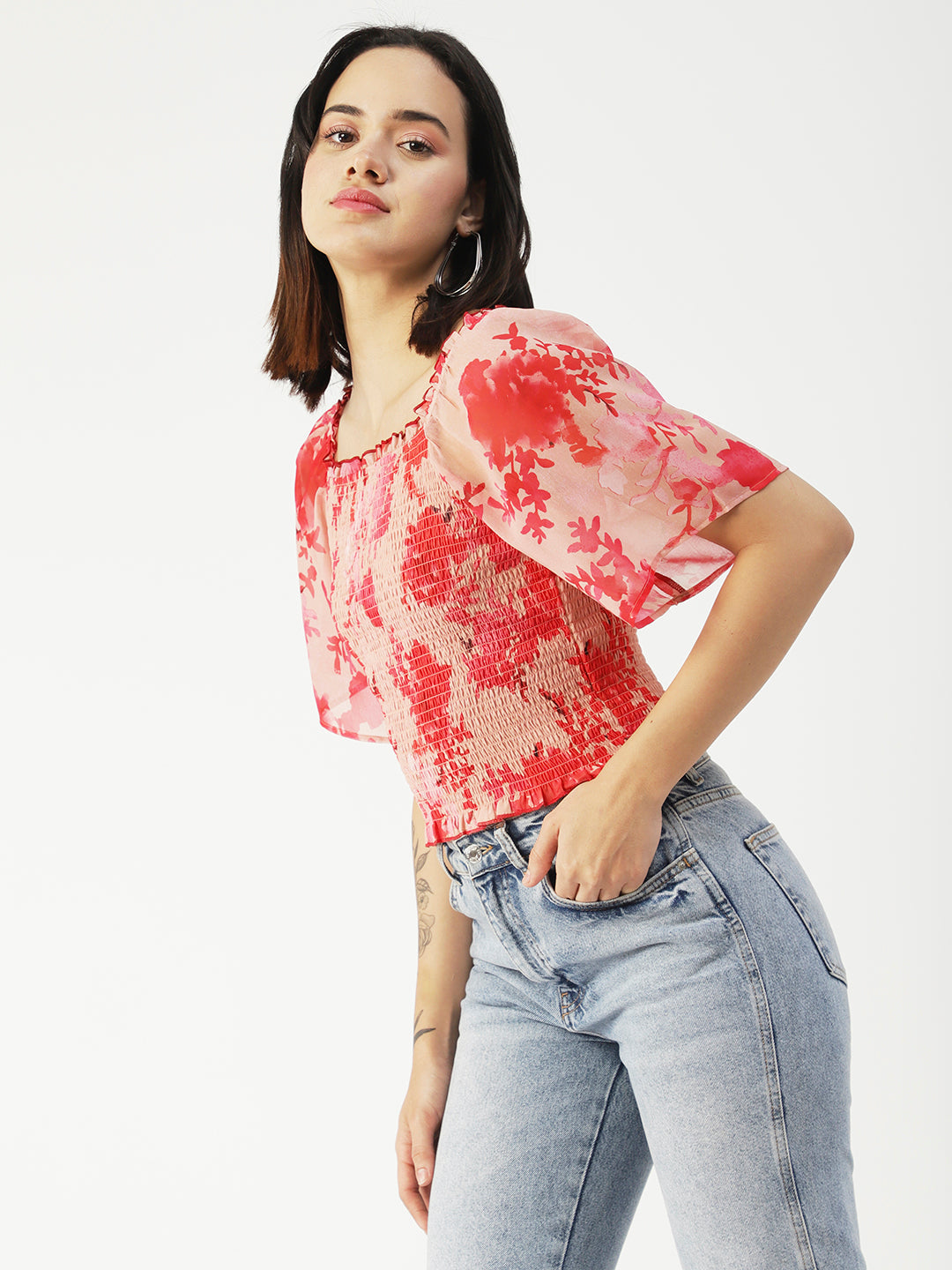 Printed Flotter Sleeve Top