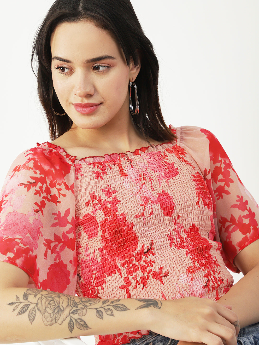 Printed Flotter Sleeve Top