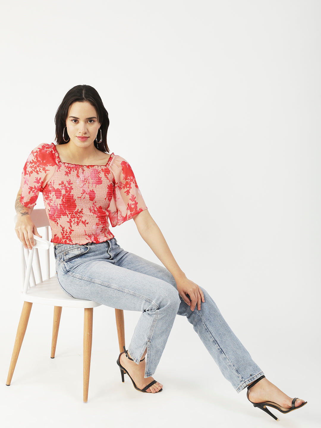 Printed Flotter Sleeve Top