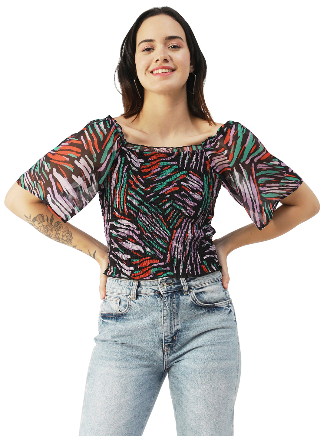 Printed Flotter Sleeve Top