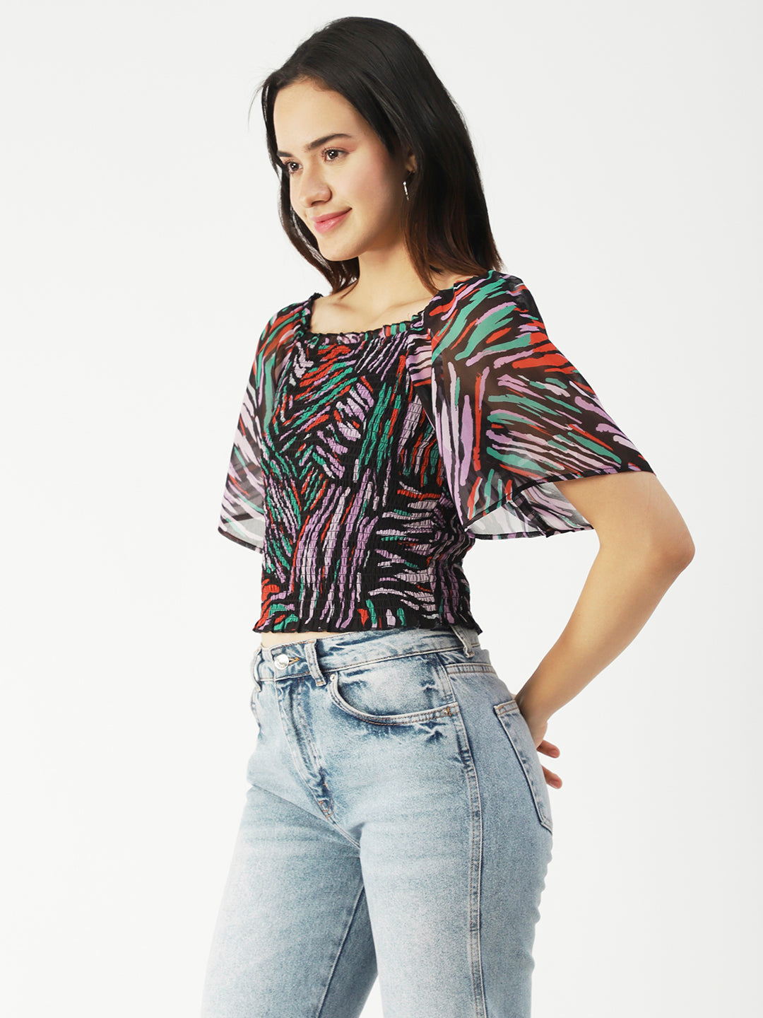 Printed Flotter Sleeve Top