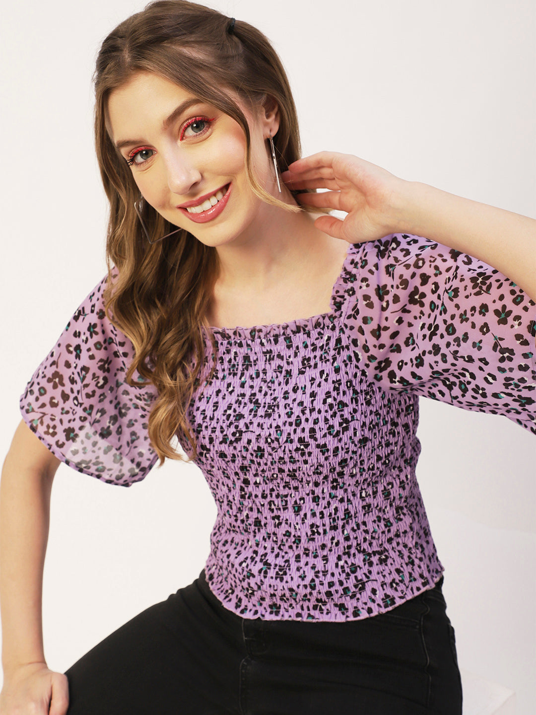 Printed Flotter Sleeve Top