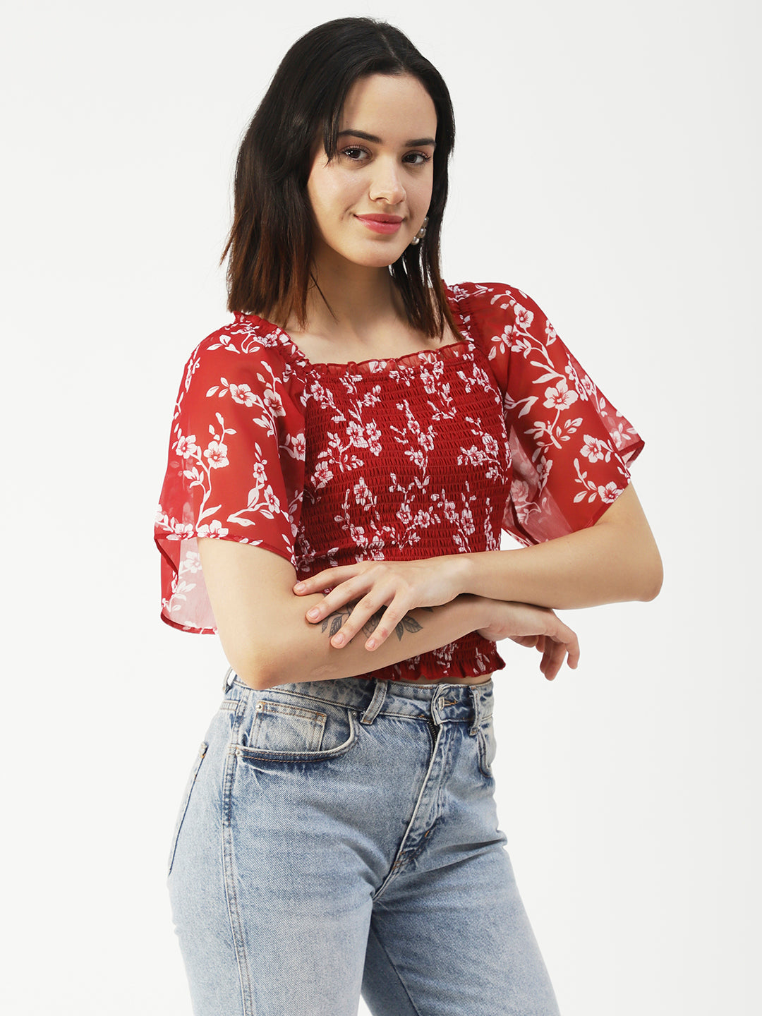 Printed Flotter Sleeve Top