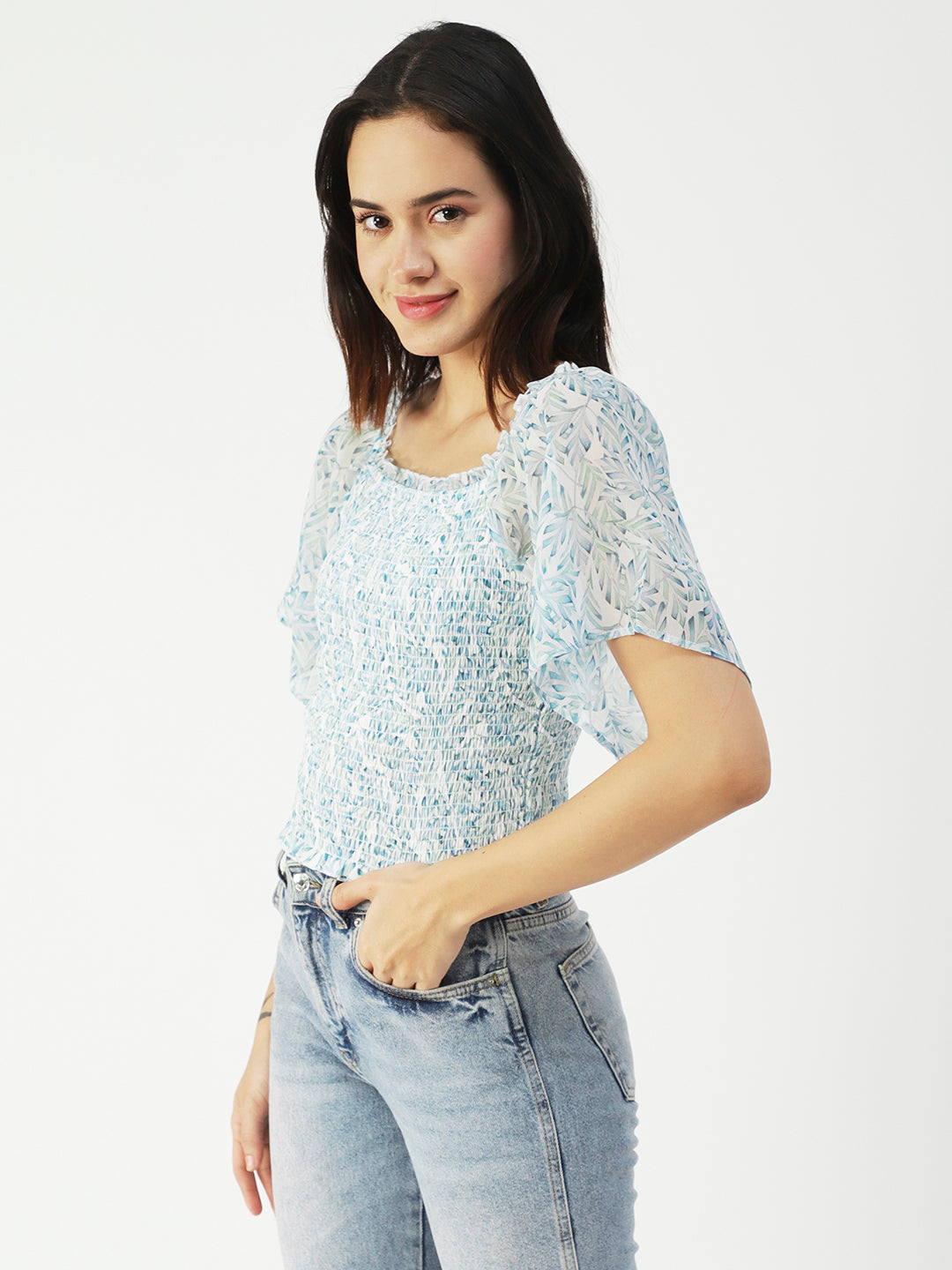 Printed Flotter Sleeve Top