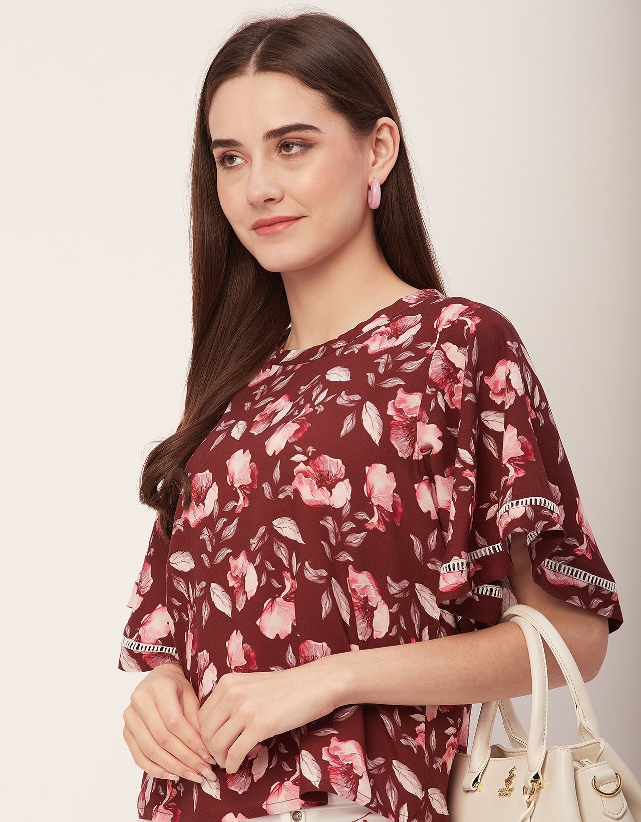 Printed Lace Flutter Top