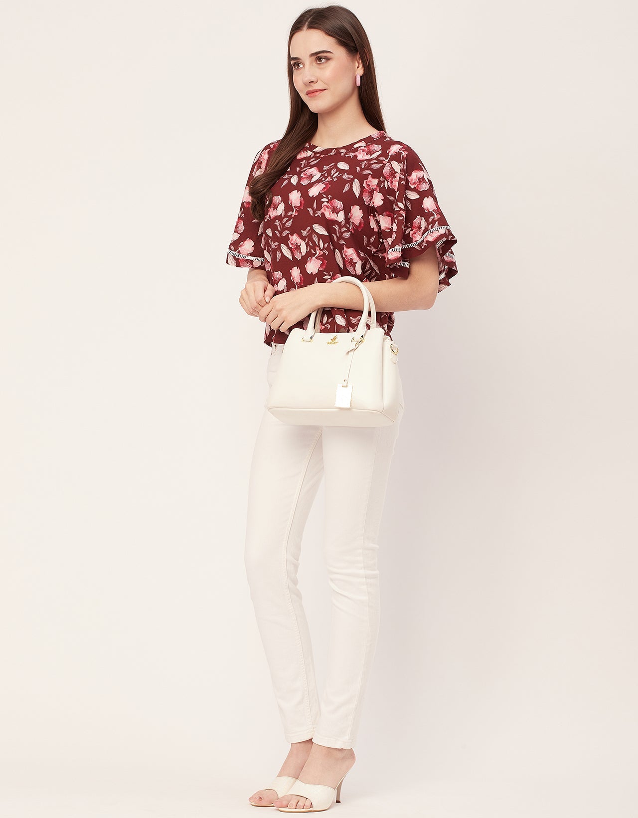 Printed Lace Flutter Top