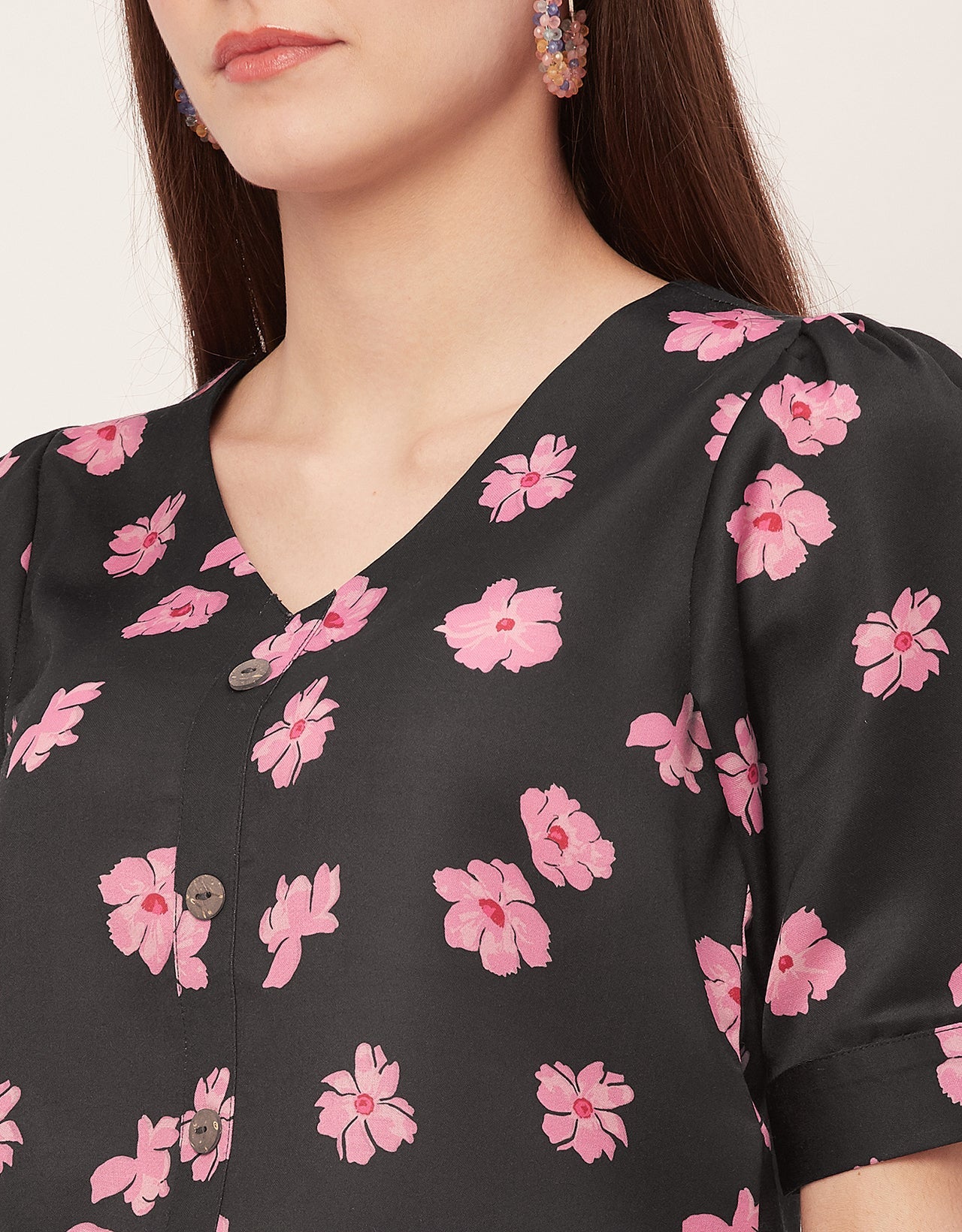 Printed Lace Flutter Top