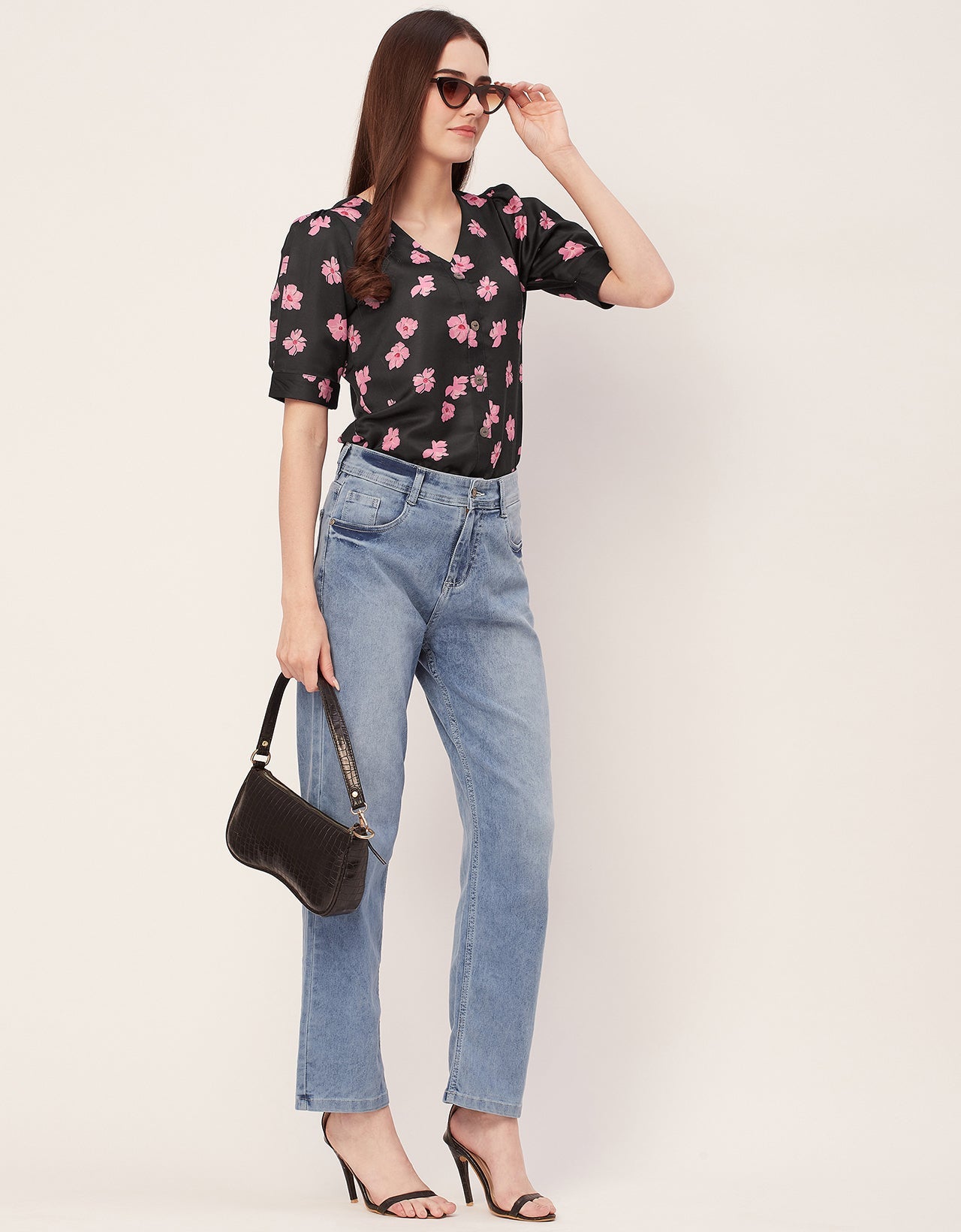 Printed Lace Flutter Top