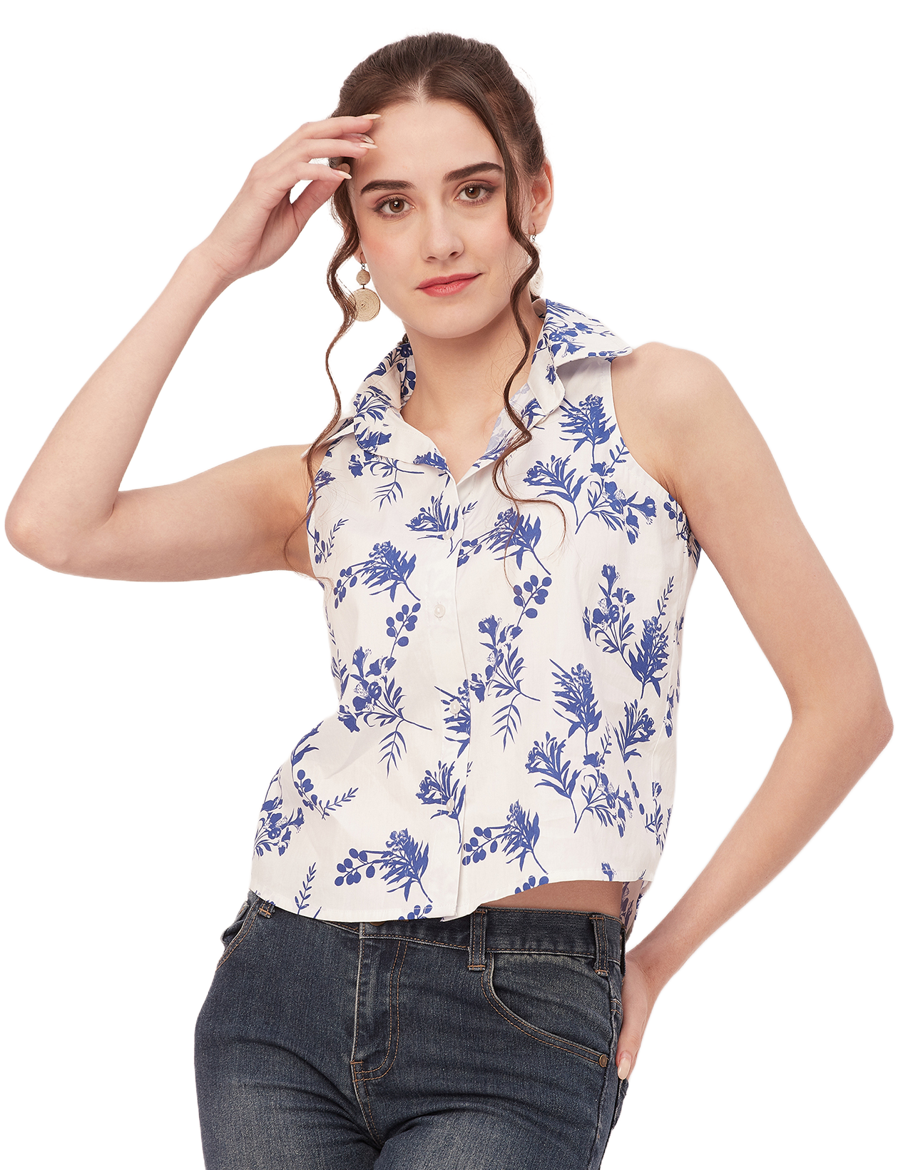 Sleeveless Cotton Shirt