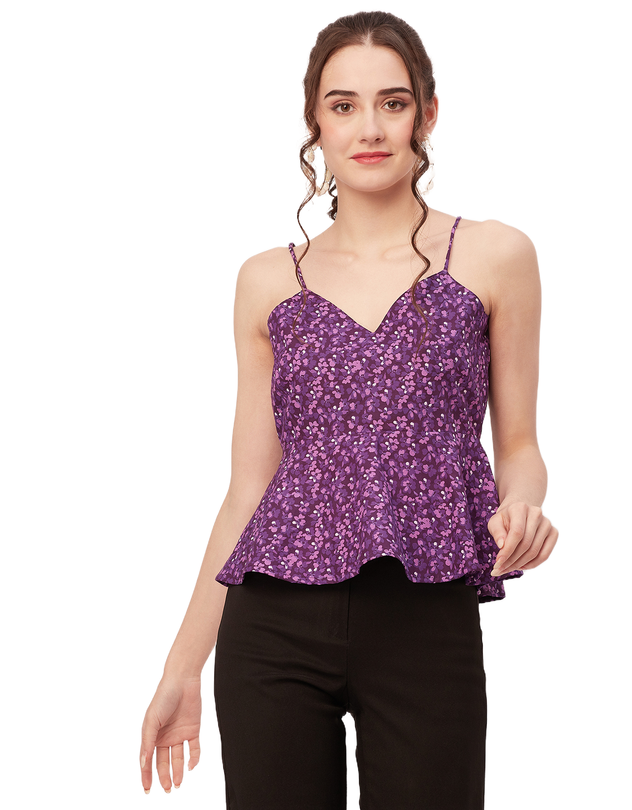 Printed Peplum Noodle Strap