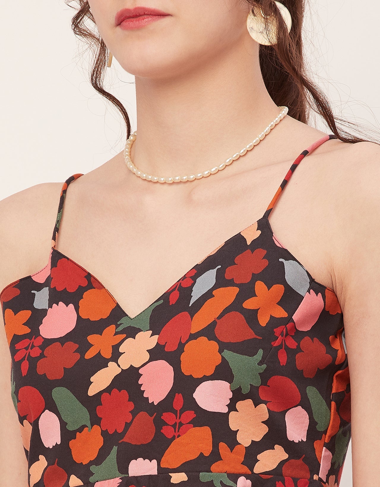 Printed Peplum Noodle Strap