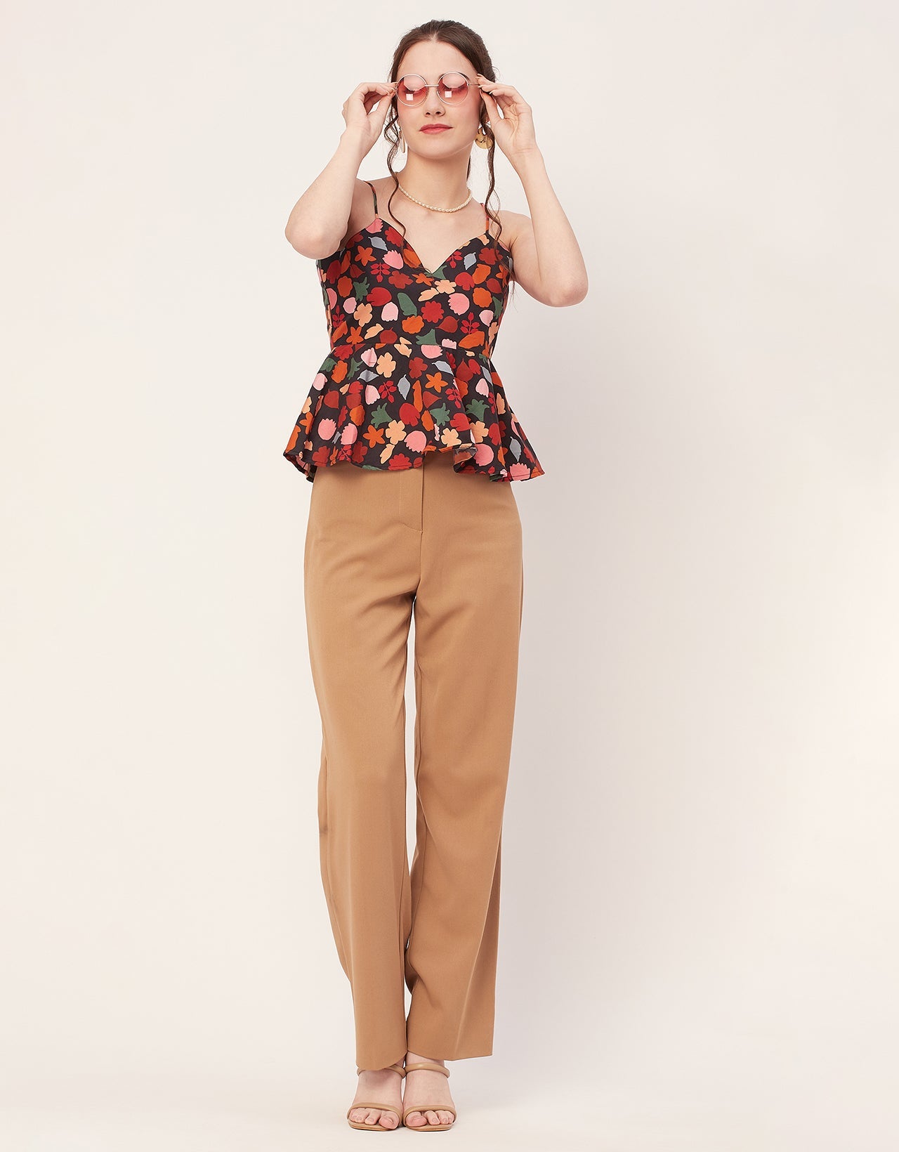 Printed Peplum Noodle Strap