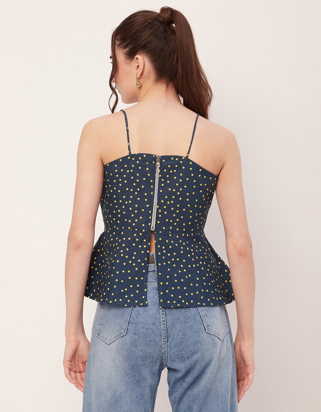 Printed Peplum Noodle Strap