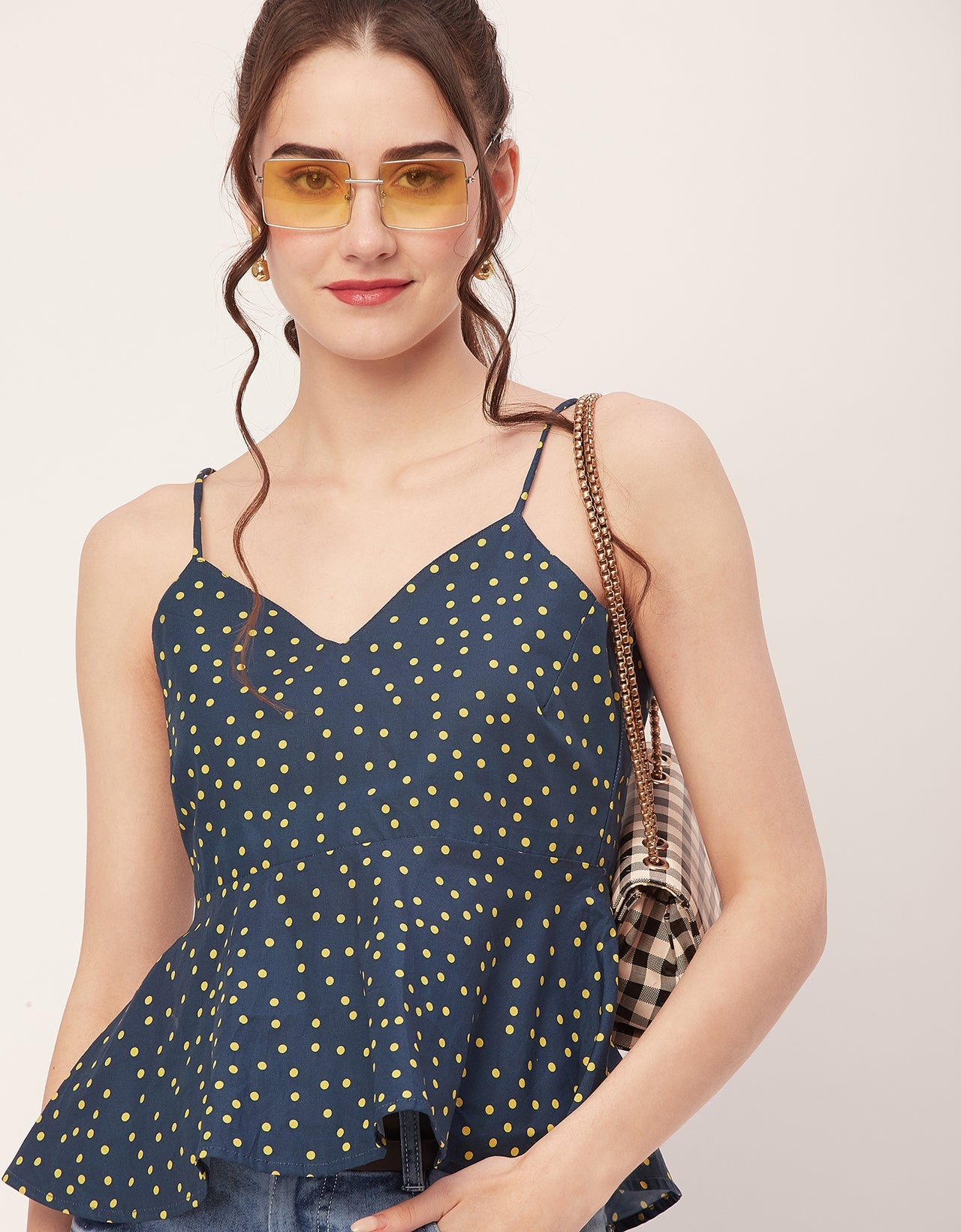 Printed Peplum Noodle Strap