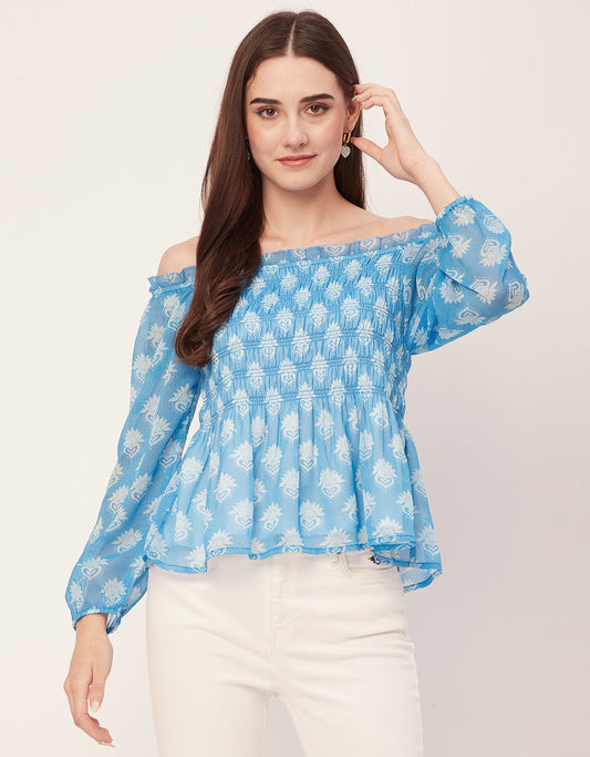 Off-Shoulder Smocked Top