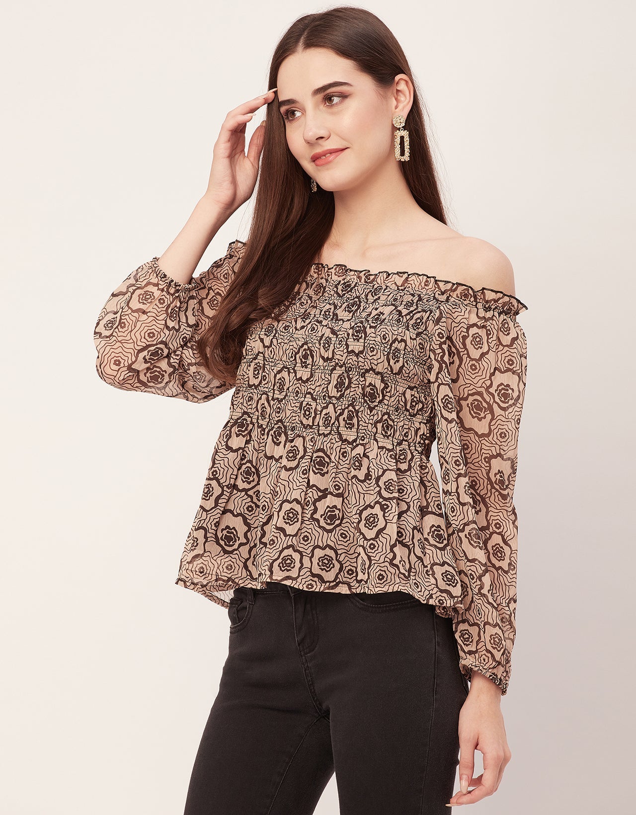 Off-Shoulder Smocked Top