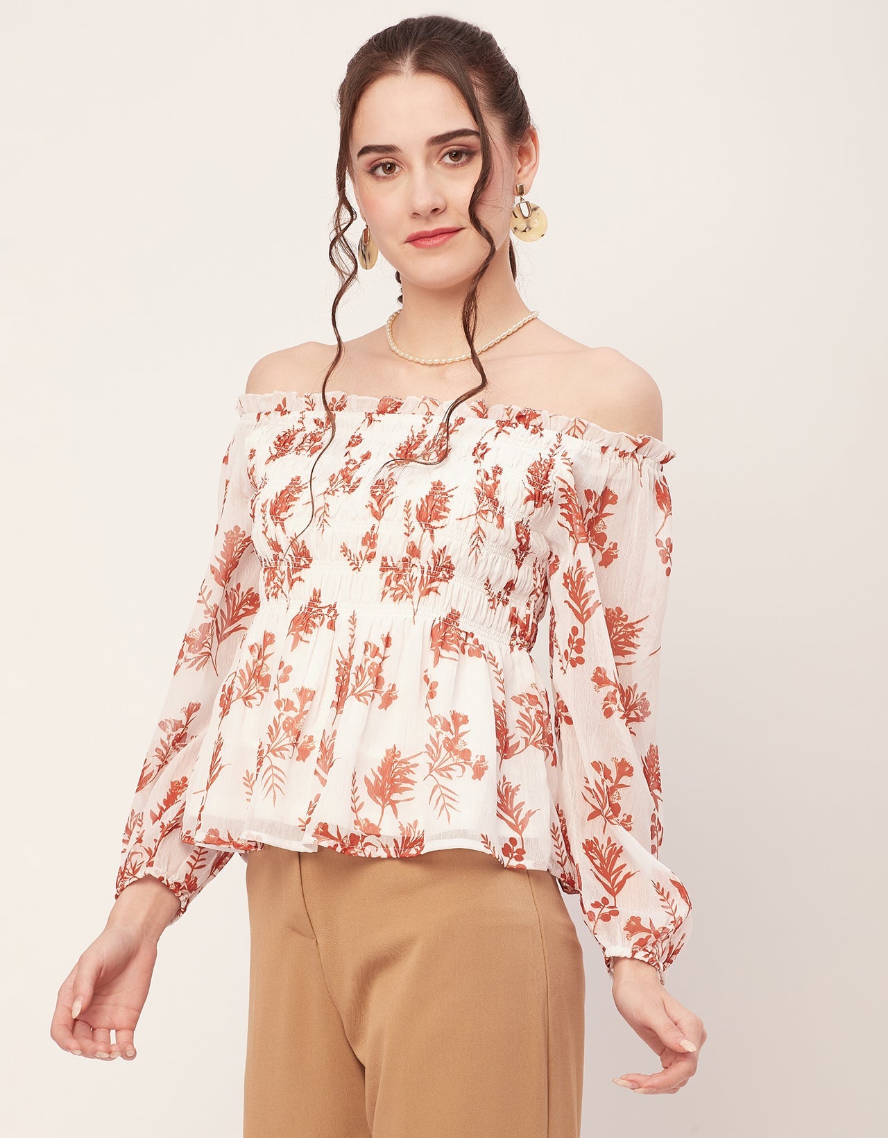 Off-Shoulder Smocked Top