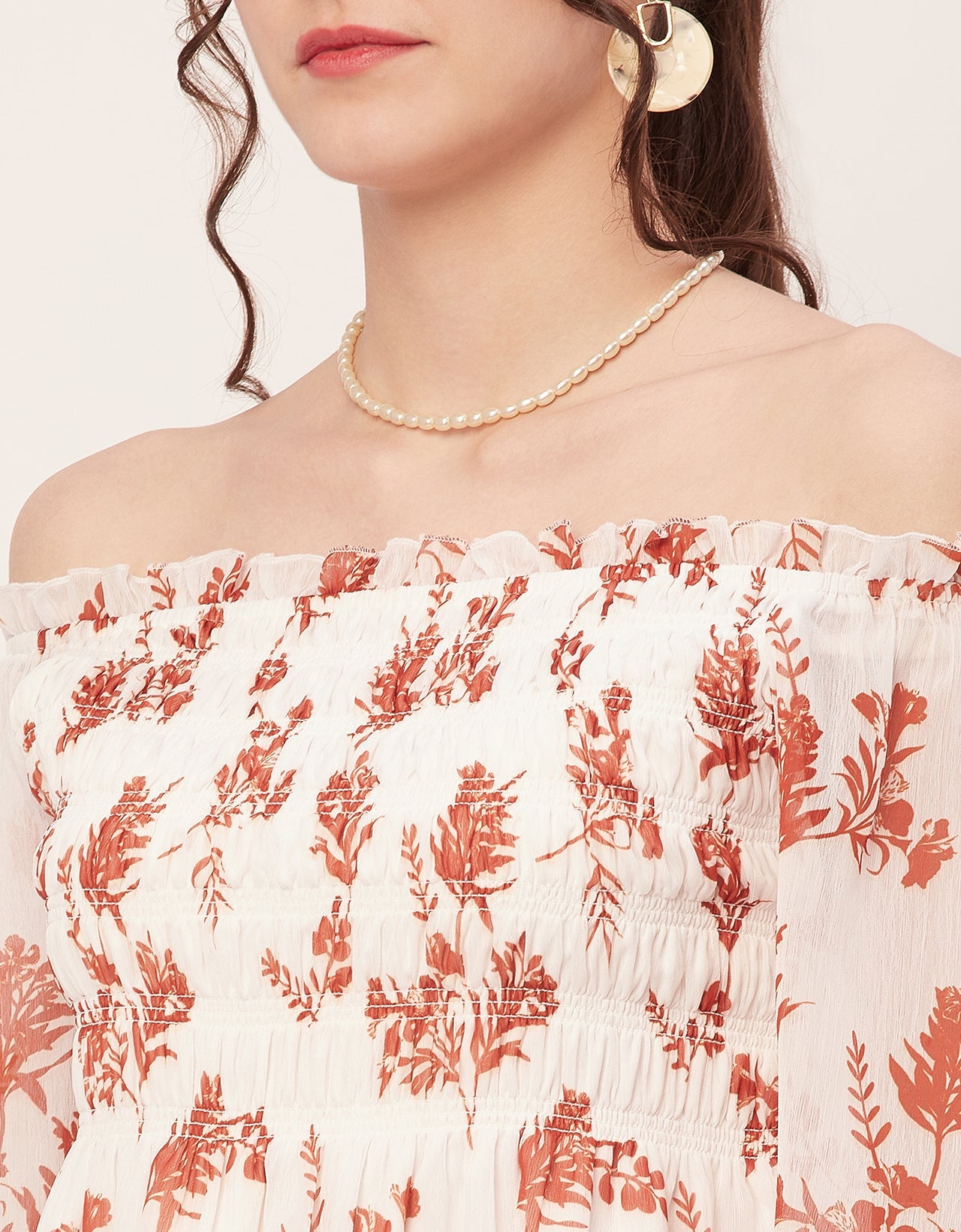 Off-Shoulder Smocked Top