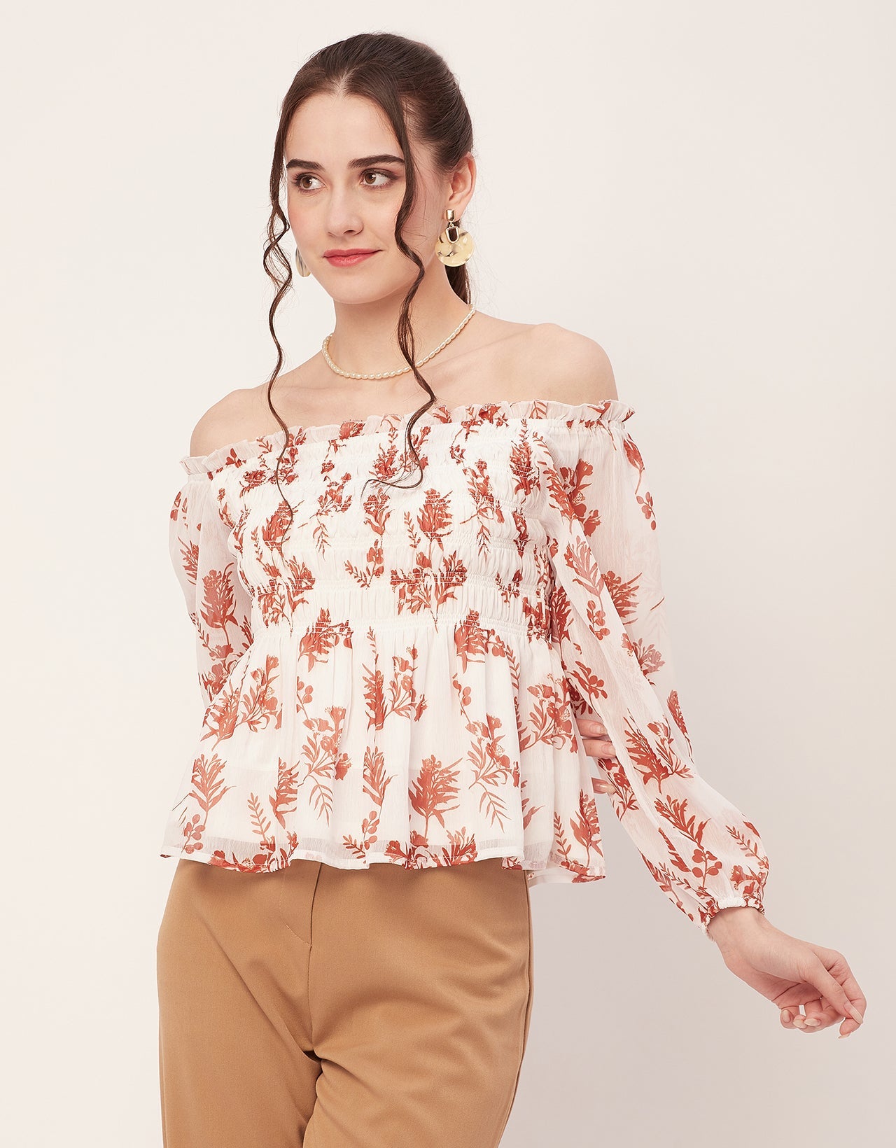 Off-Shoulder Smocked Top