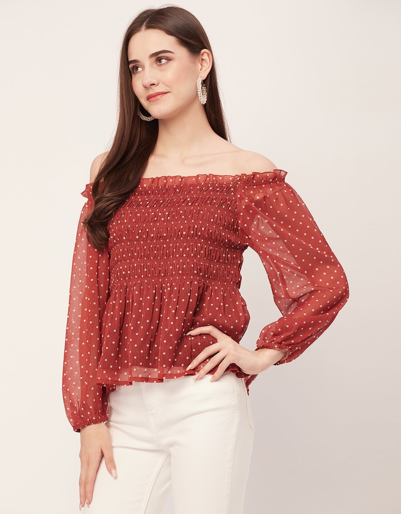 Off-Shoulder Smocked Top