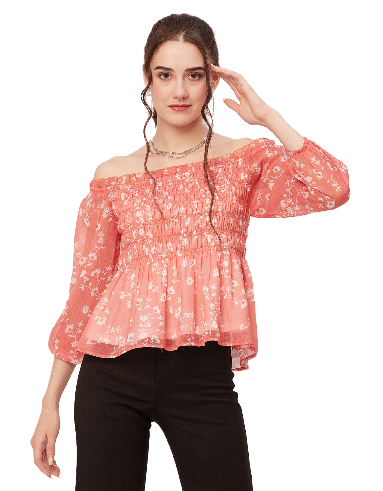 Off-Shoulder Smocked Top