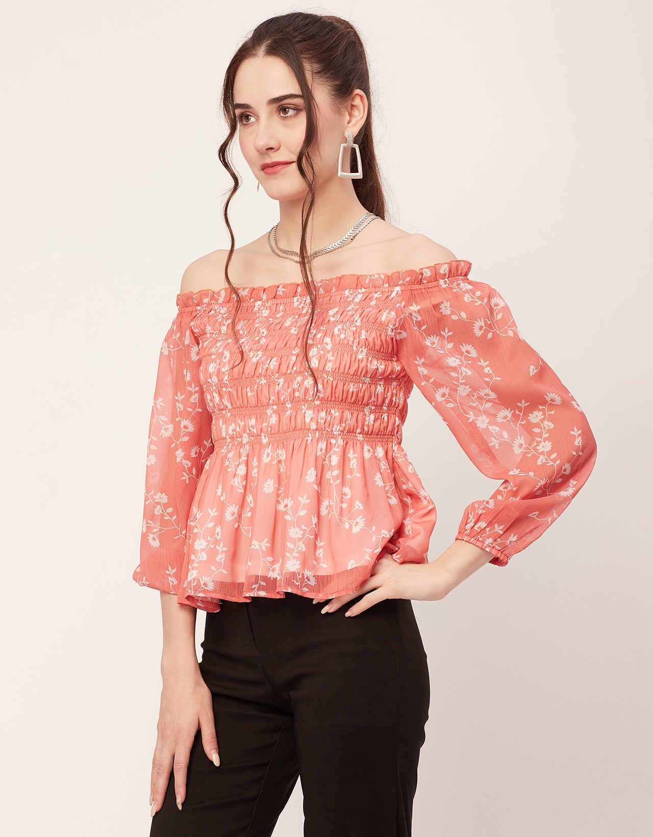 Off-Shoulder Smocked Top