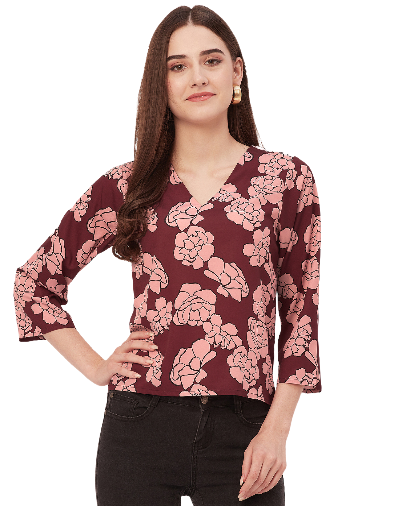 V-Neck Quarter Sleeve Top