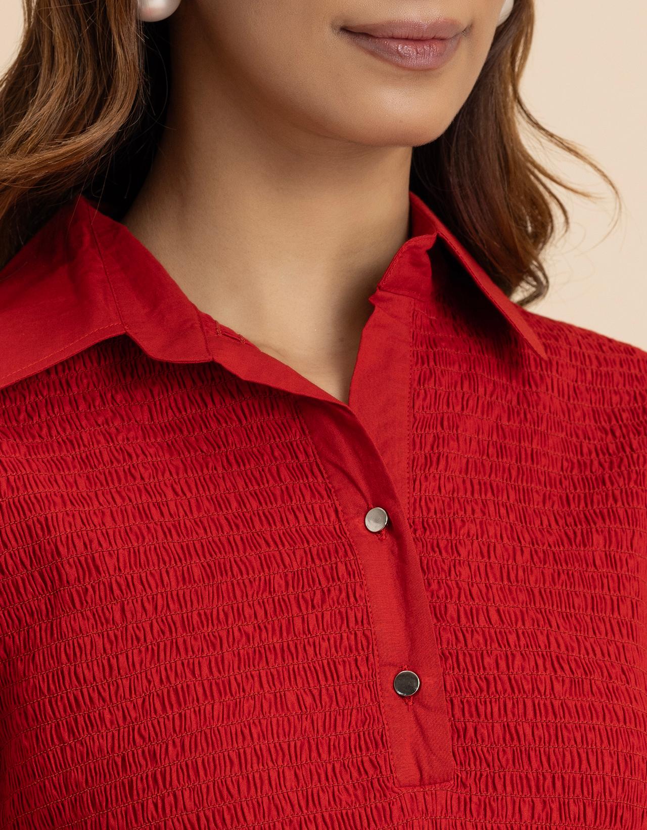 Solid Peplum Style Regular Casual Shirt Top For Women