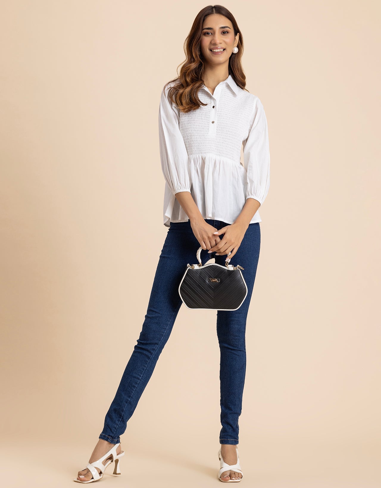 Solid Peplum Style Regular Casual Shirt Top For Women