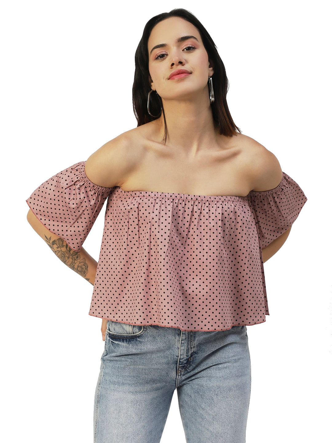 Cotton Off-Shoulder Crop