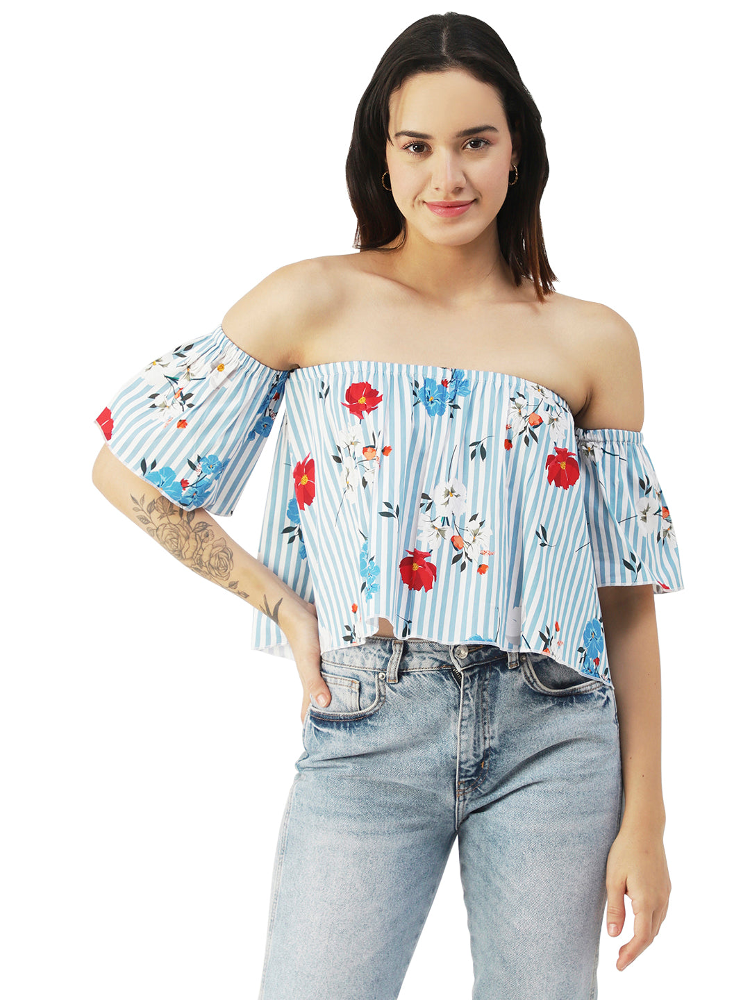 Cotton Off-Shoulder Crop