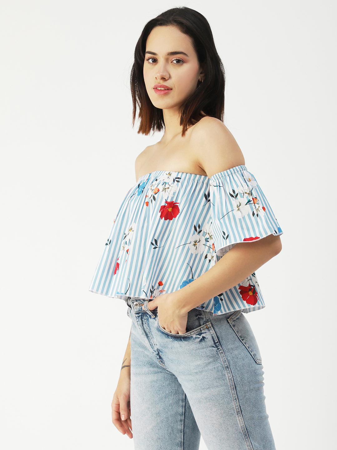 Cotton Off-Shoulder Crop
