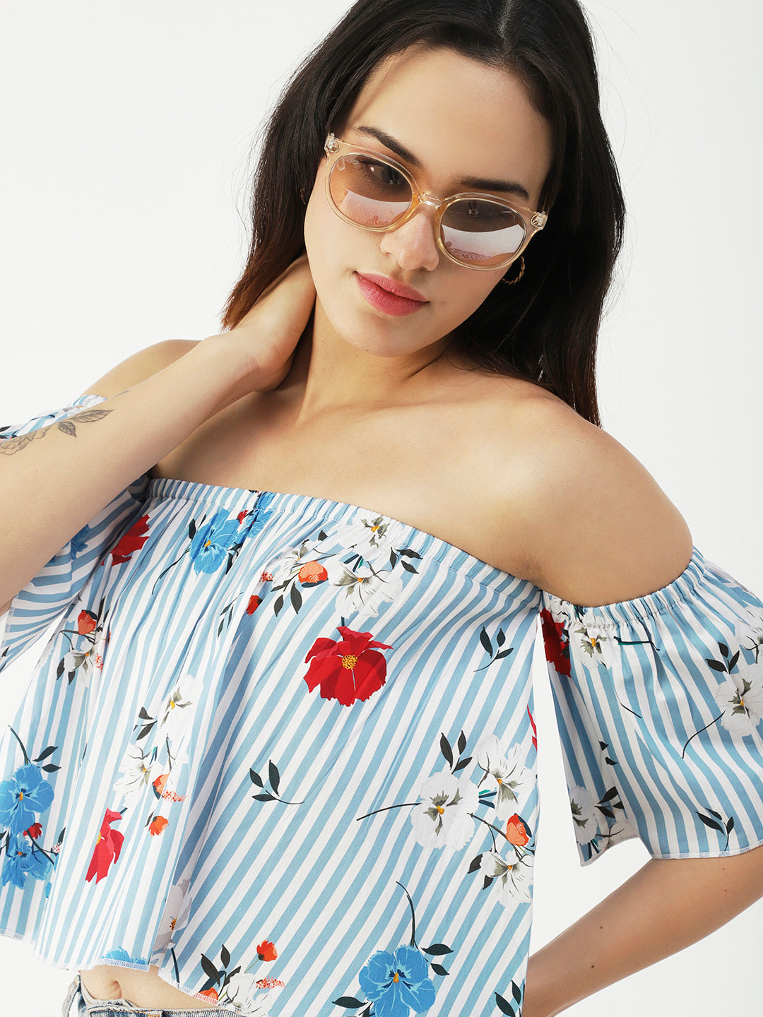Cotton Off-Shoulder Crop