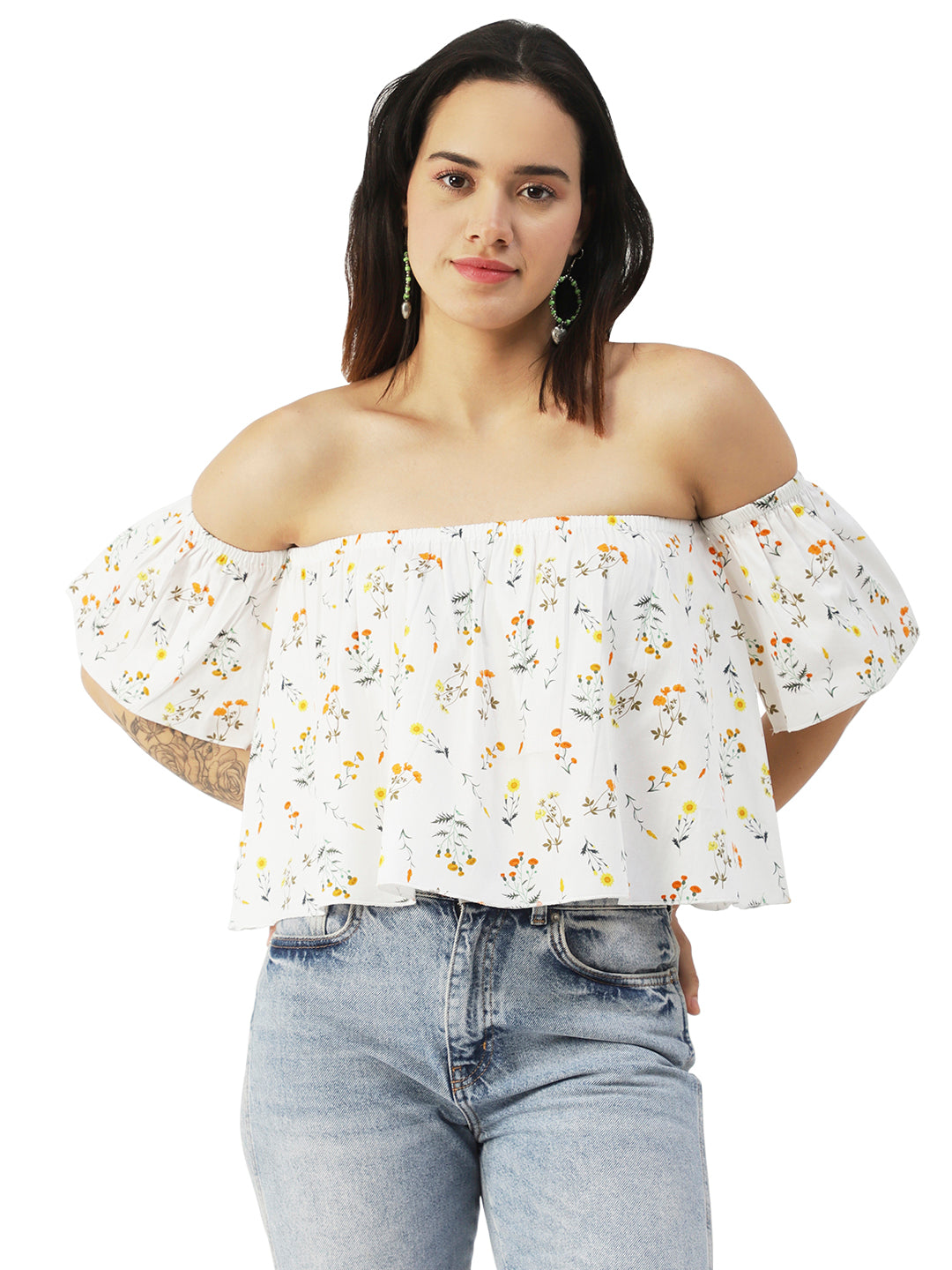 Cotton Off-Shoulder Crop
