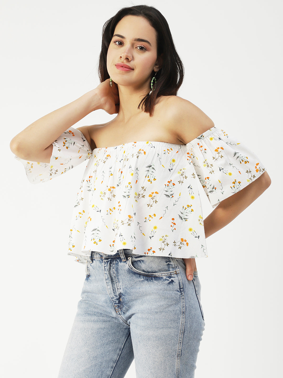 Cotton Off-Shoulder Crop