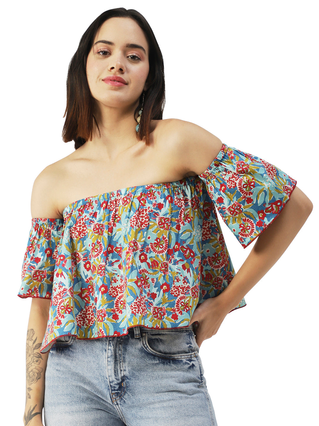Cotton Off-Shoulder Crop